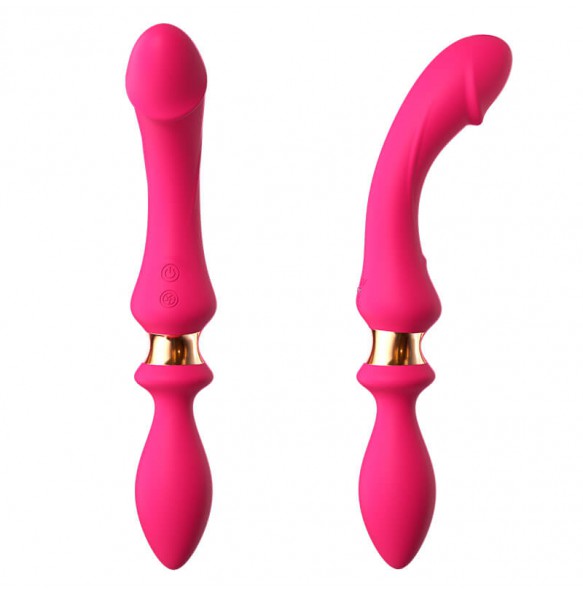 MizzZee - Dual-Head Vibrating Wand With Anal Plug (Chargeable - Red Rose)